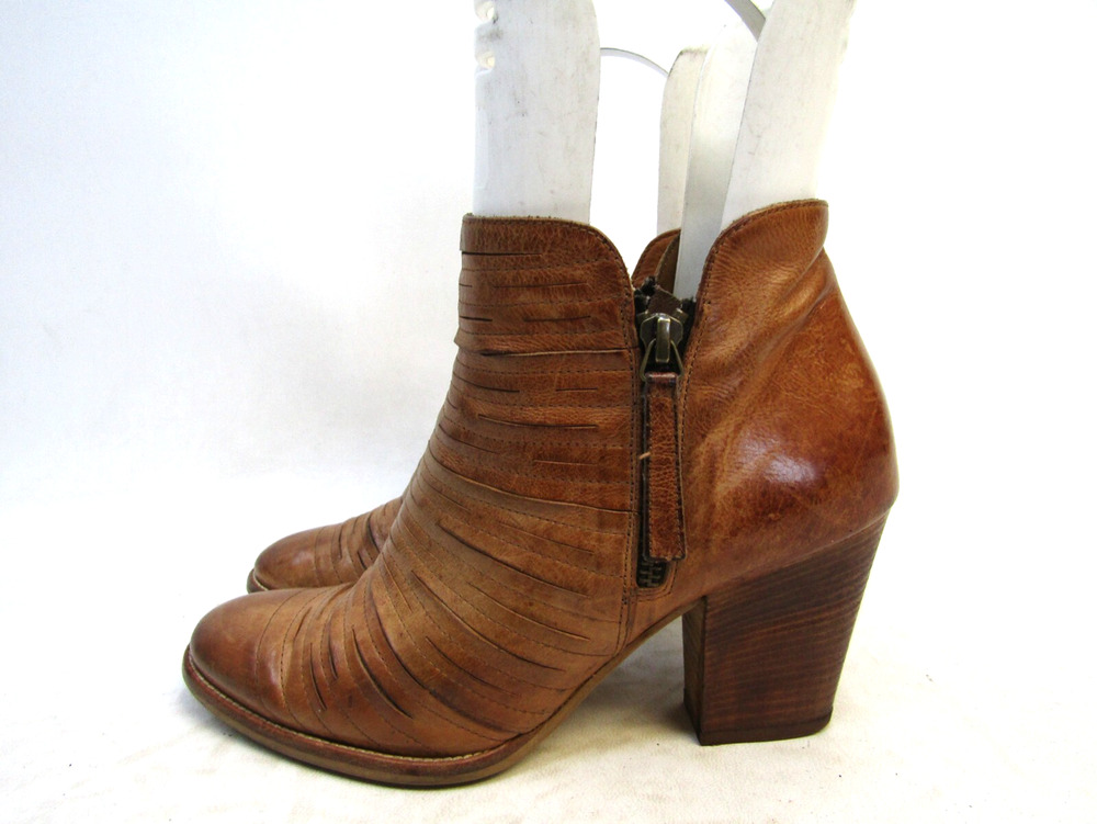 PAUL GREEN Womens Size 4.5 UK Light Brown Leather Zip Ankle Fashion Boots Bootie